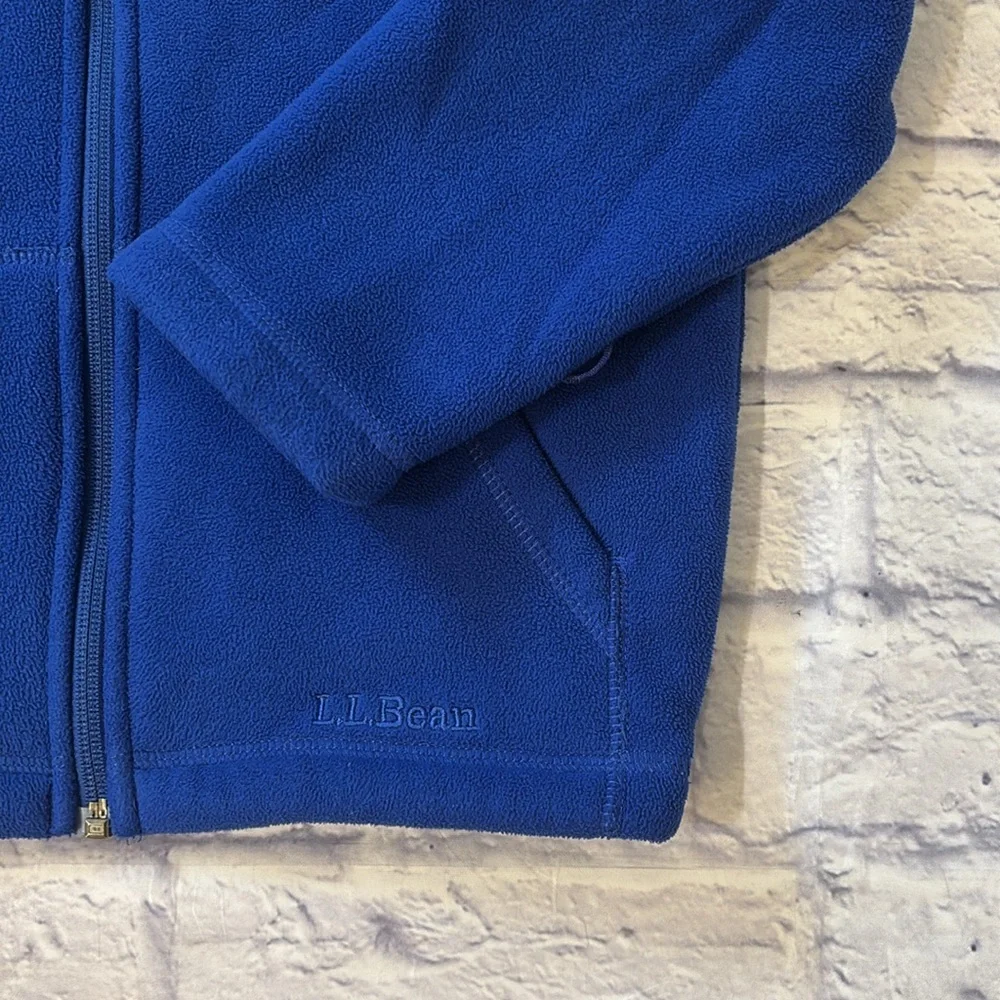 LL Bean Kids 6X/7 Blue Fleece Zip Up Front Lightweight Jacket